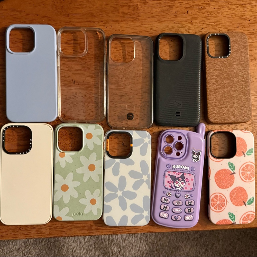Assorted Phone Cases Set - Black, Brown, Cream, Purple